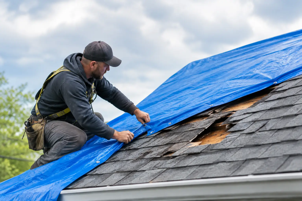 How to Tarp a Damaged Roof Before Rain Hits